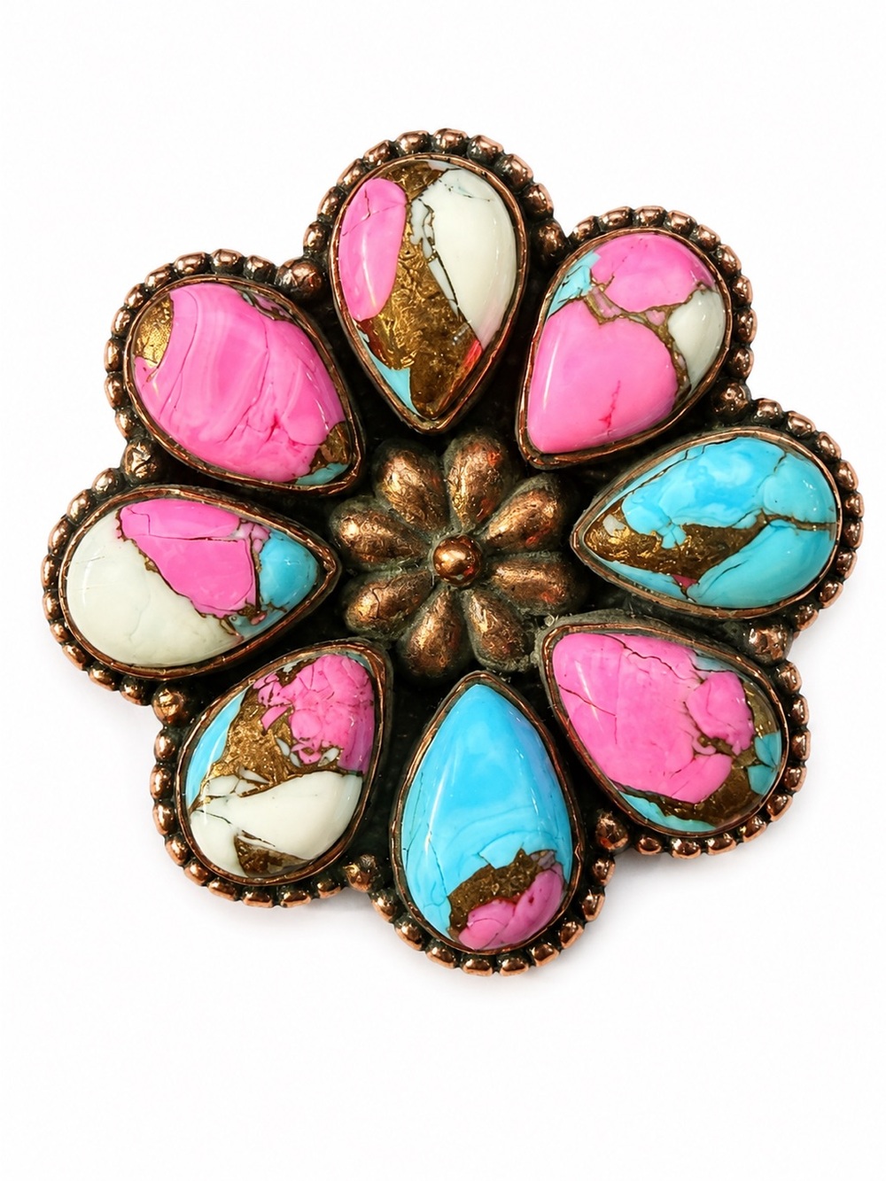 Cotton Candy Cluster set in Copper 
Adjustable